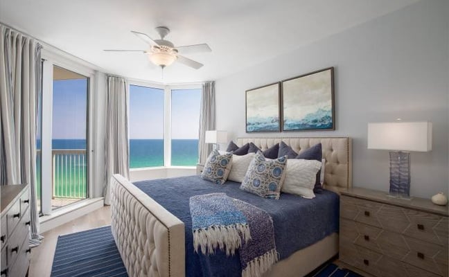 Silver Beach Towers master bedroom after renovation