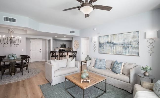 Silver Beach Towers living area after renovation